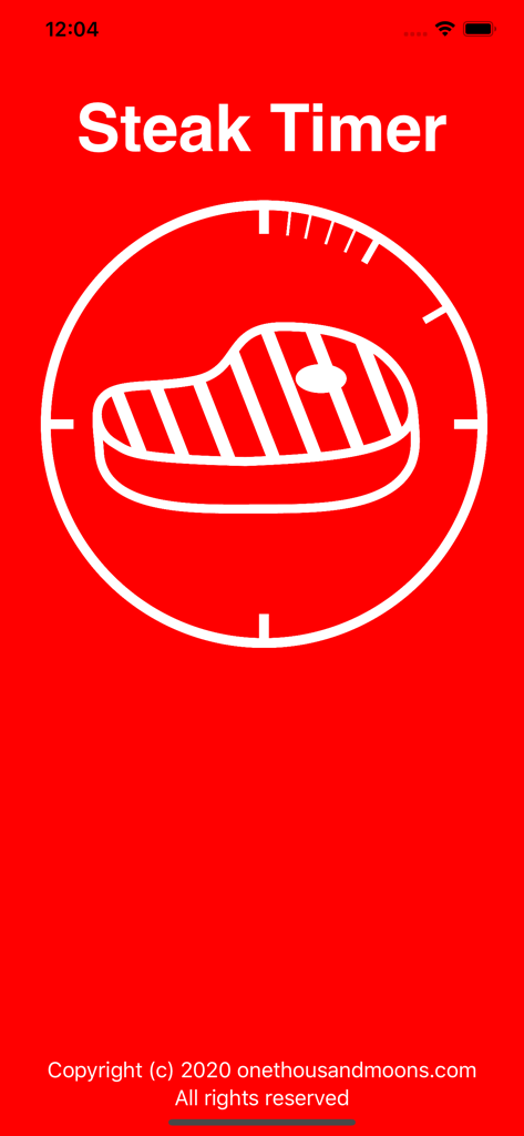 Steak Timer Pro - Steak Timer Pro app splash screen with steak icon and timer dial on red background