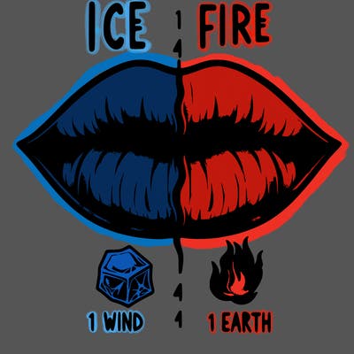 realistic lip split in fourth . 1 fourth ice 1 fire 1wind 1 earth