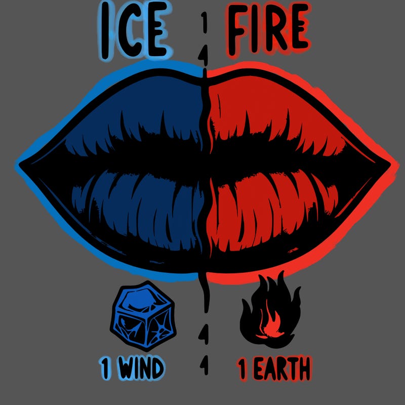 realistic lip split in fourth . 1 fourth ice 1 fire 1wind 1 earth
