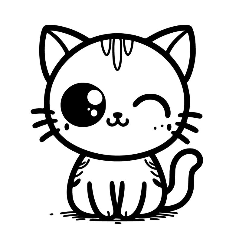 super simple cute kitten with one eye