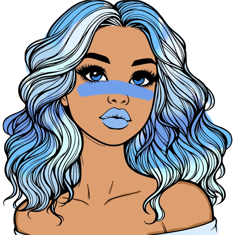 realistic girl with wavy hair and lips