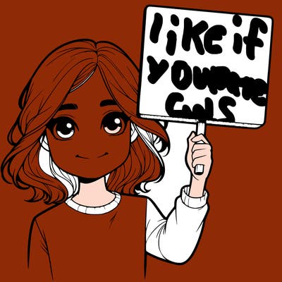 realistic girl holding up a sign