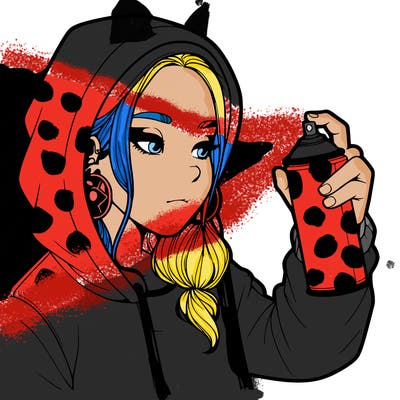 a realistic girl, spray painting