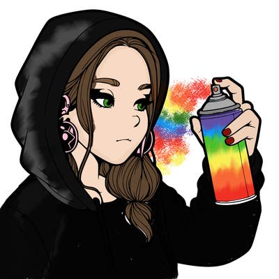 a realistic girl, spray painting