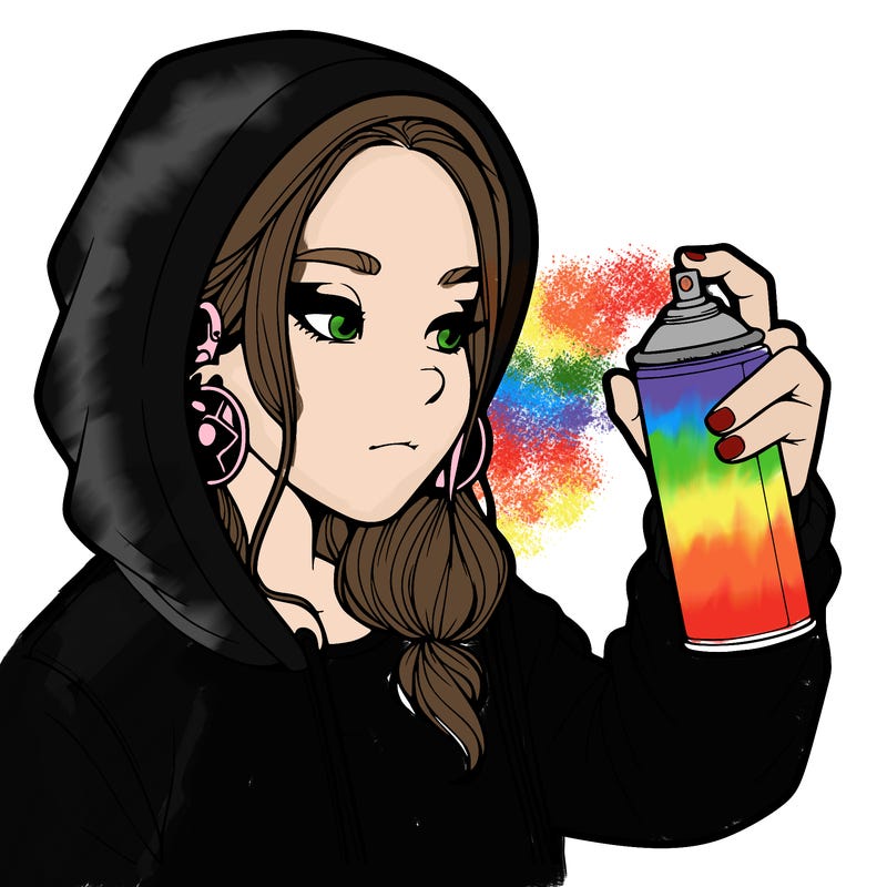 a realistic girl, spray painting