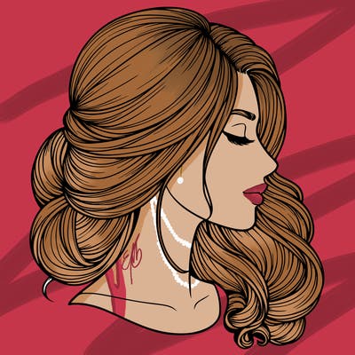 realistic woman's head & hair