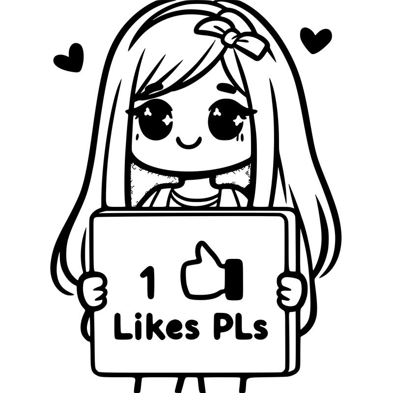 girl holding a sign saying 10 likes pls