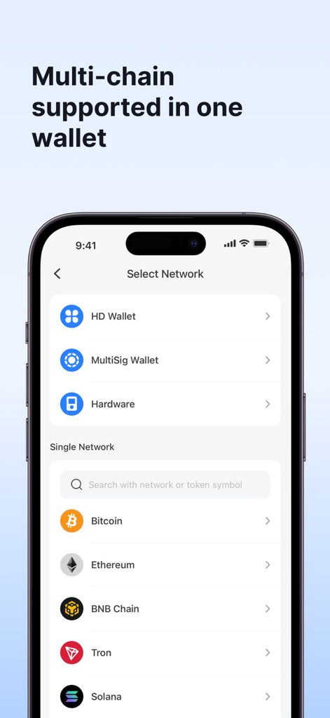 TokenPocket: Crypto & Bitcoin - TokenPocket mobile app screen showing multi-chain wallet options and supported networks including Bitcoin and Ethereum