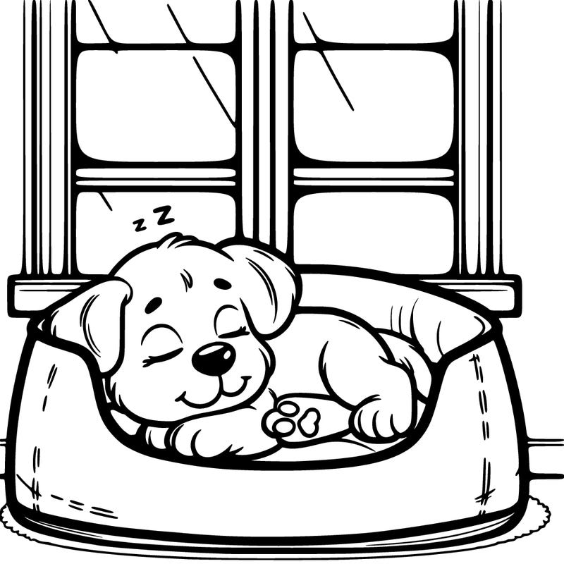 puppy sleeping in dog bed
