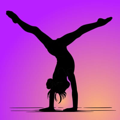 realistic gymnastic hand stand girl in four splits