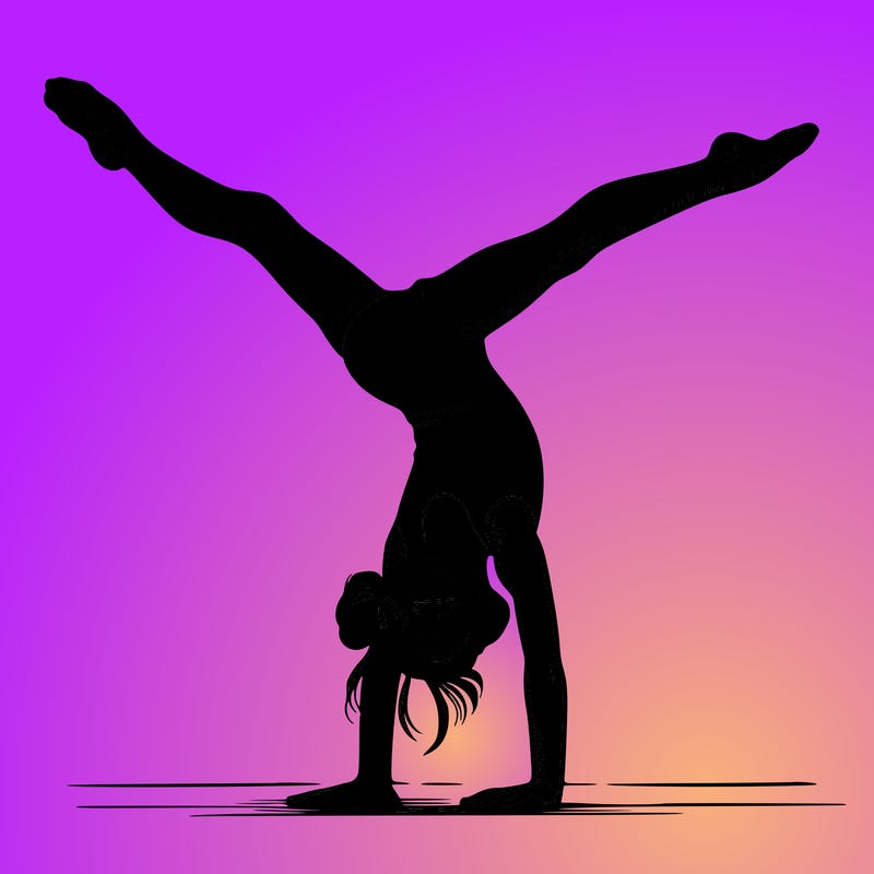 realistic gymnastic hand stand girl in four splits