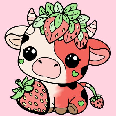 cute strawberry cow