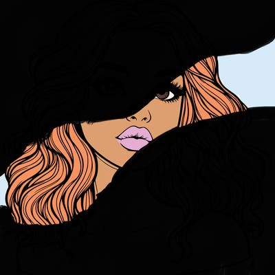 realistic girl with wavy hair and lips