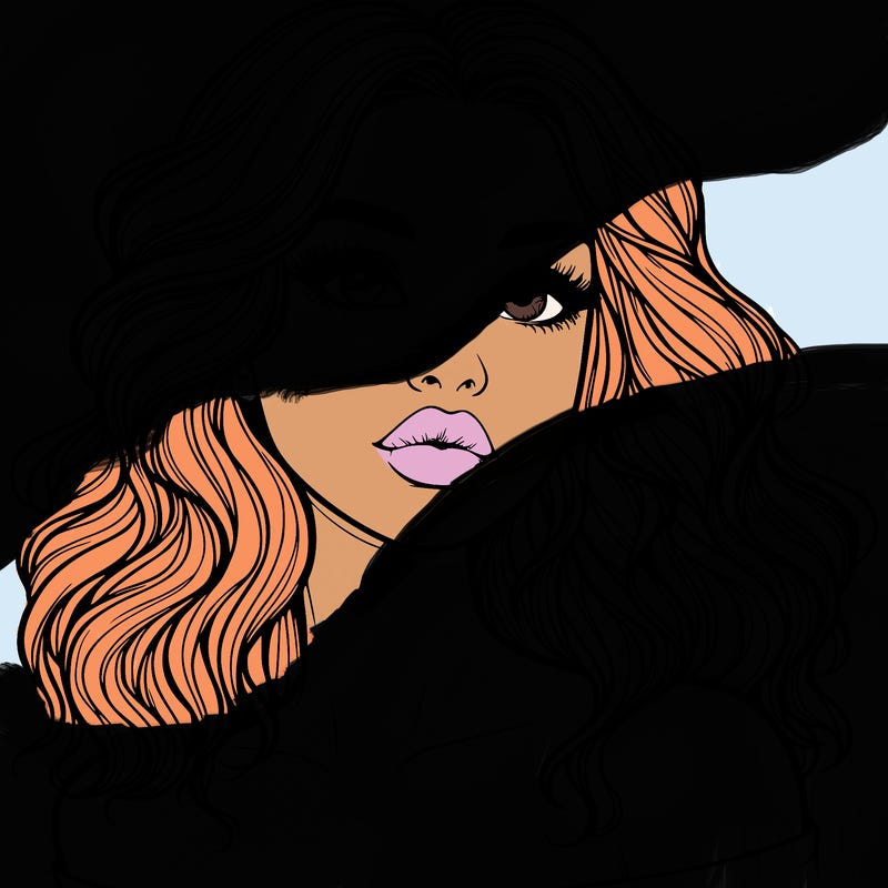 realistic girl with wavy hair and lips