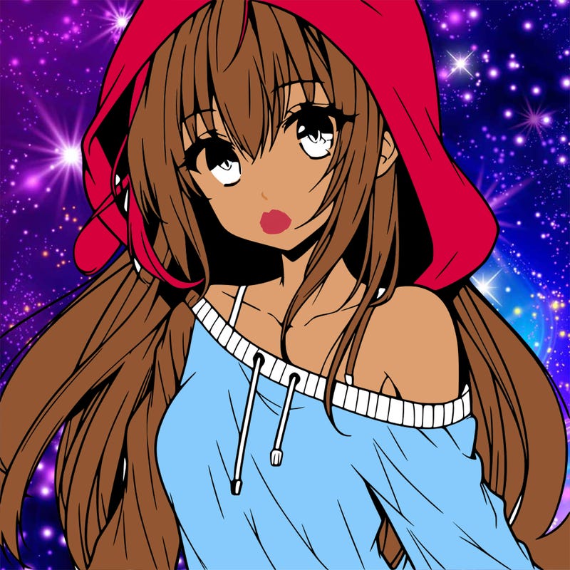 anime girl wearing long sleeve wearing hood, one shoulder sliding off side ways portrait