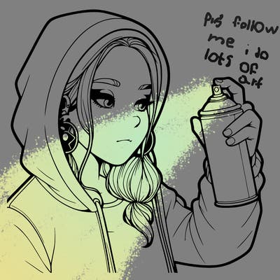 a realistic girl, spray painting