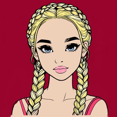 realistic girl with braids