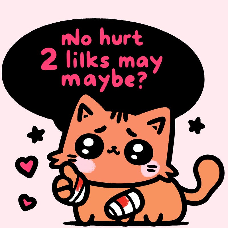 cute cat thats been hurt saiying 2 likes maybe