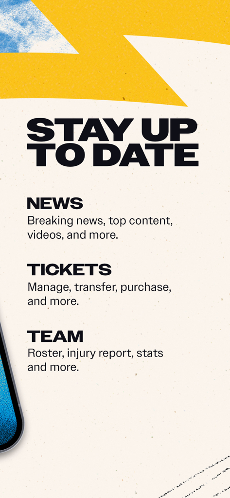 Los Angeles Chargers - Los Angeles Chargers official app screen showing news tickets and team information