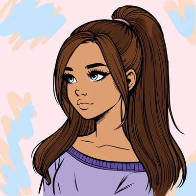 realistic girl with a high ponytail