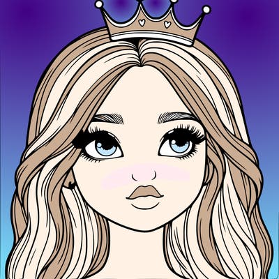 a realistic girl with a crown on