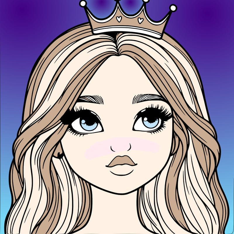 a realistic girl with a crown on