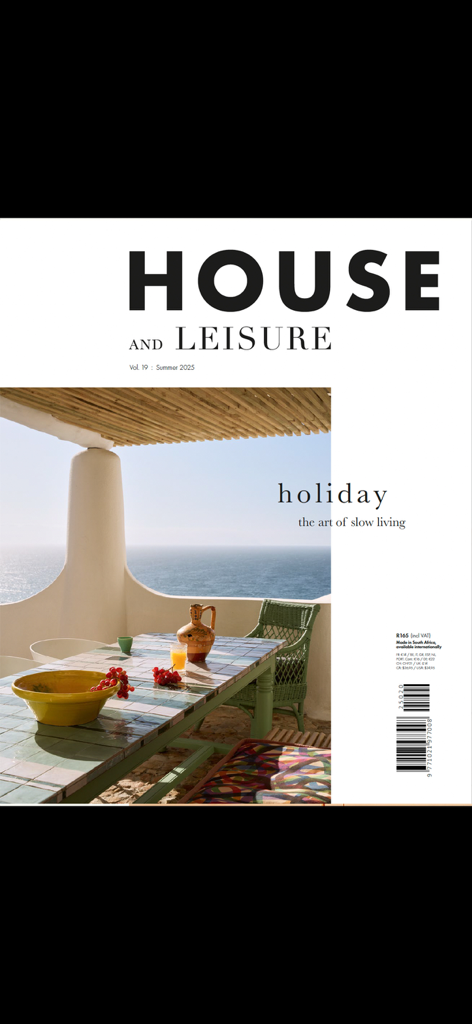 House & Leisure - Digital cover of House and Leisure magazine featuring a scenic ocean view from a Mediterranean style summer terrace