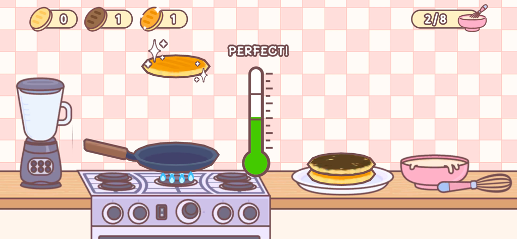 Pocket Love! - Um minijogo fofo de culinária de panquecas no aplicativo móvel Pocket Love