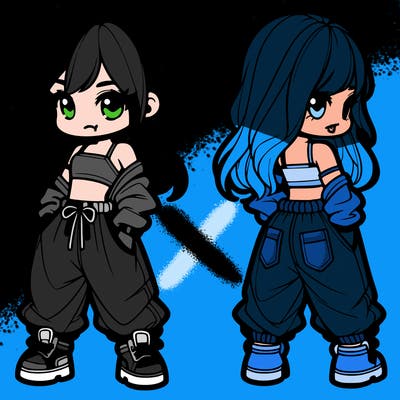 girl in crop top and baggy pants