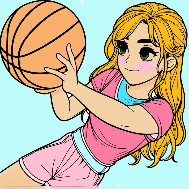 realistic girl playing basketball