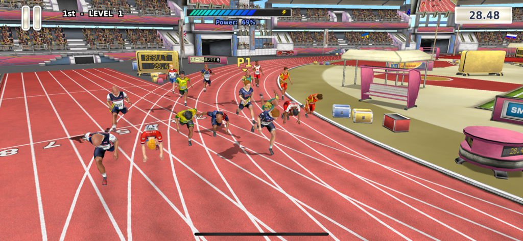 Athletics 3: Summer Sports - Atletas compitiendo en una carrera de relevos de 4x100 metros en una pista en Athletics 3 Summer Sports