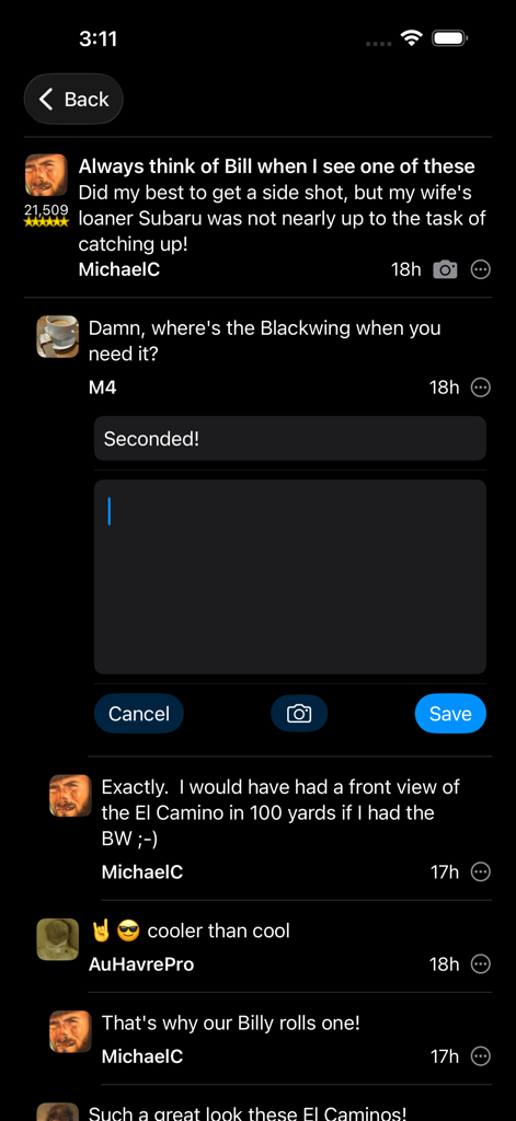 WatchProSite - A screenshot of a mobile app discussion thread on WatchProSite featuring user comments and a reply input interface.