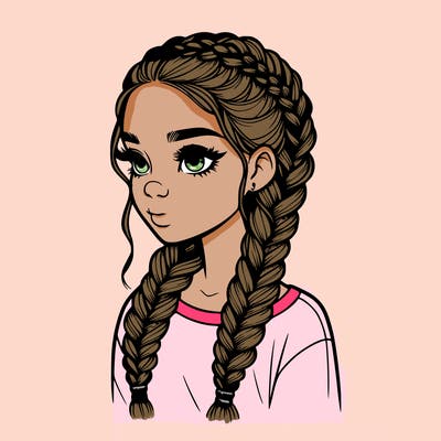 realistic girl with braids
