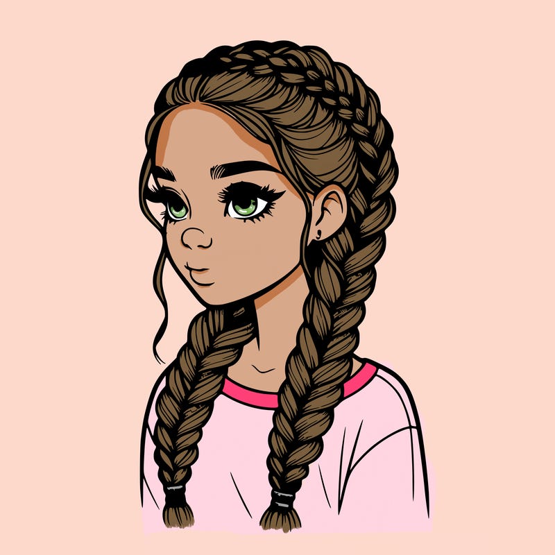 realistic girl with braids