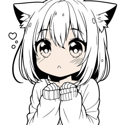shy anime catgirl