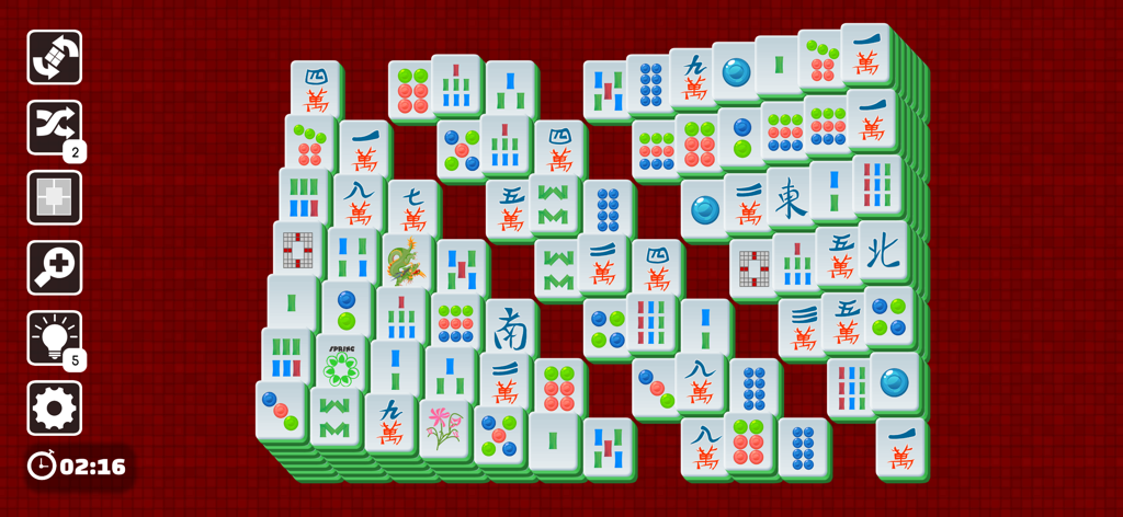 Mahjong Joy - Solitaire Tiles - Gameplay of Mahjong Joy showing a classic stacked tile board with traditional patterns