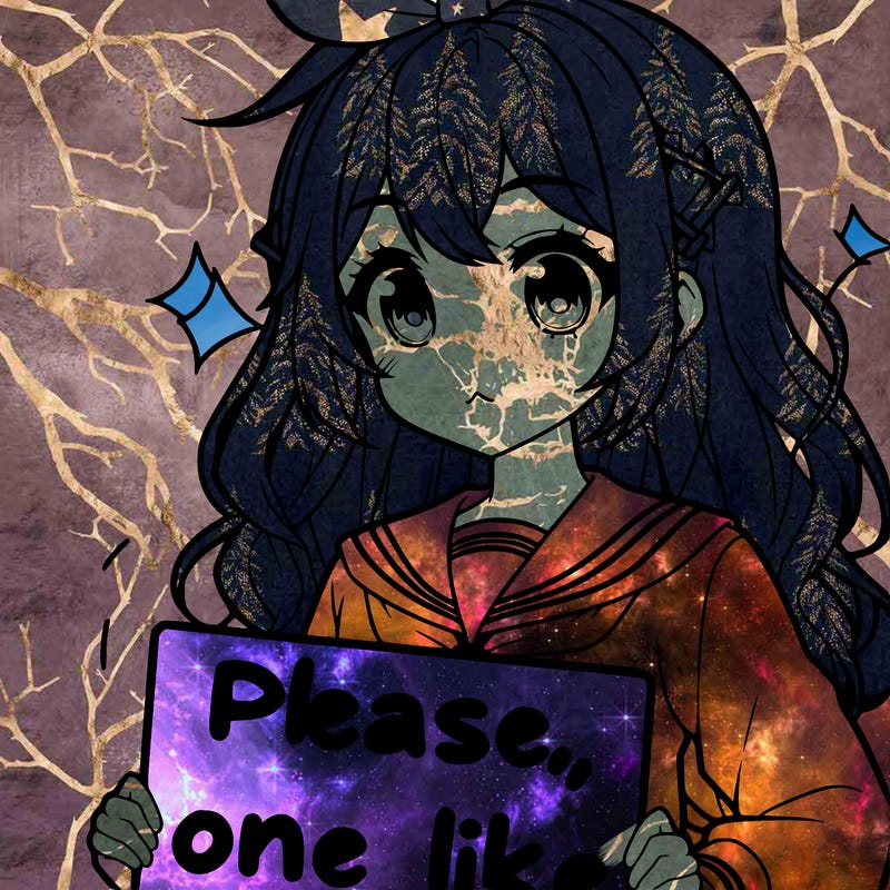 anime looking alike girl holding please one like sign