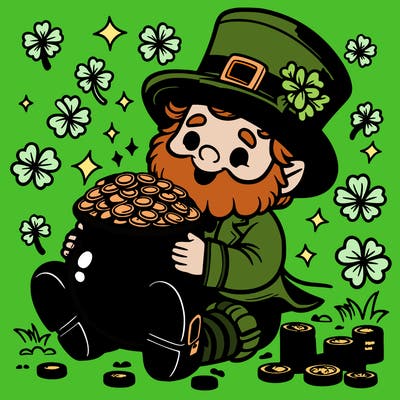 leprechaun sitting in a pot of gold