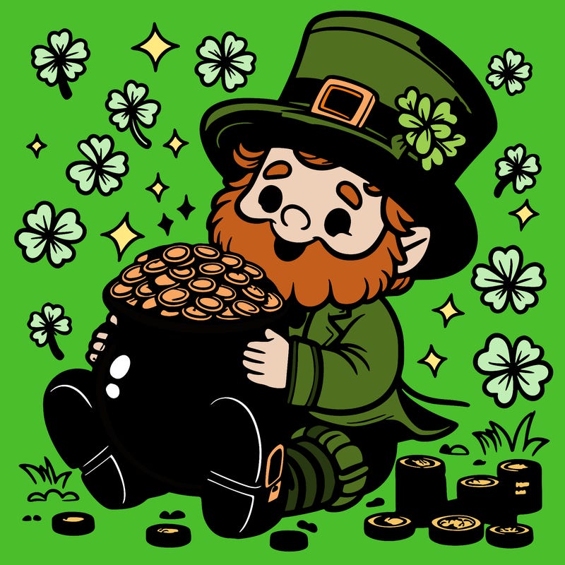 leprechaun sitting in a pot of gold
