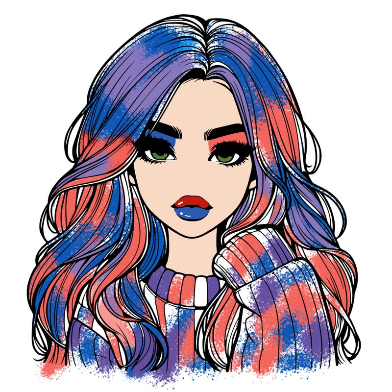 relistic girl with long hair and lips wearing sweater