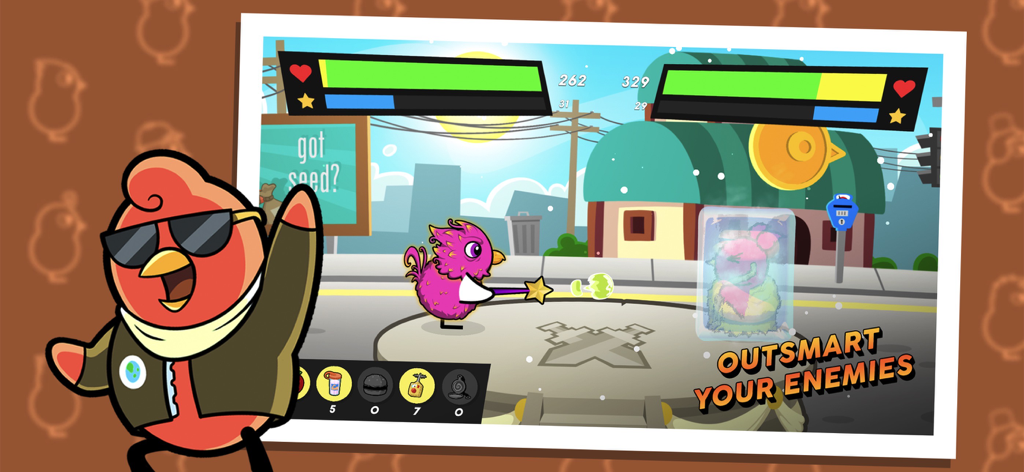 Duck Life 8: Adventure - A battle scene in Duck Life 8 Adventure showing a pink duck using a magic wand to freeze its opponent.