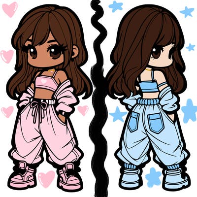 girl in crop top and baggy pants