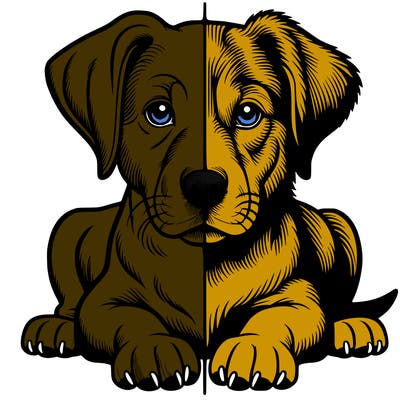 realistic dog split picture