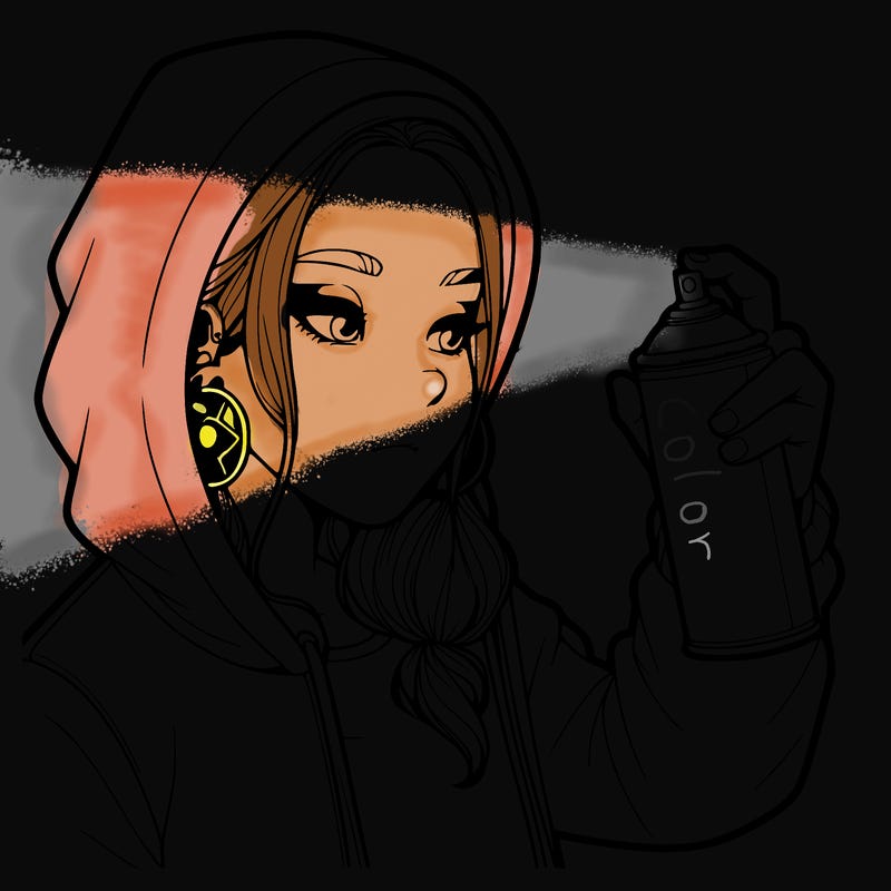 a realistic girl, spray painting