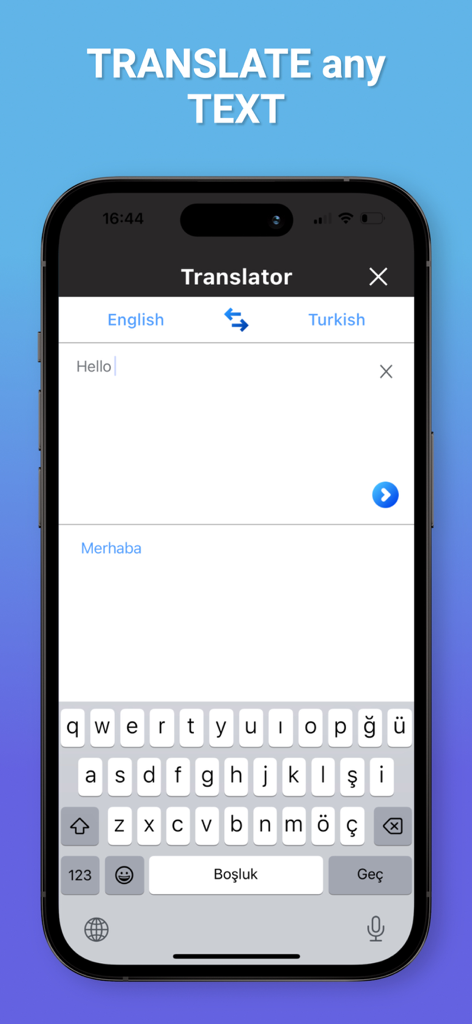 Scanner ProMax : PDF Converter - Scanner ProMax app screen showing text translation from English to Turkish