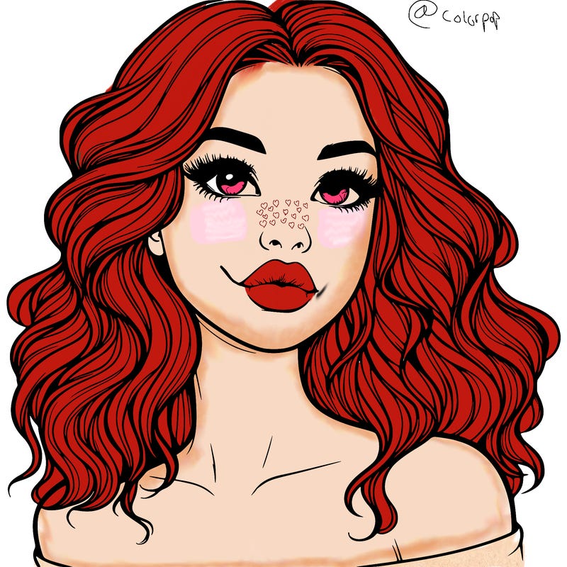 realistic girl with wavy hair and lips