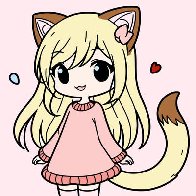 girl with cat ears and tail