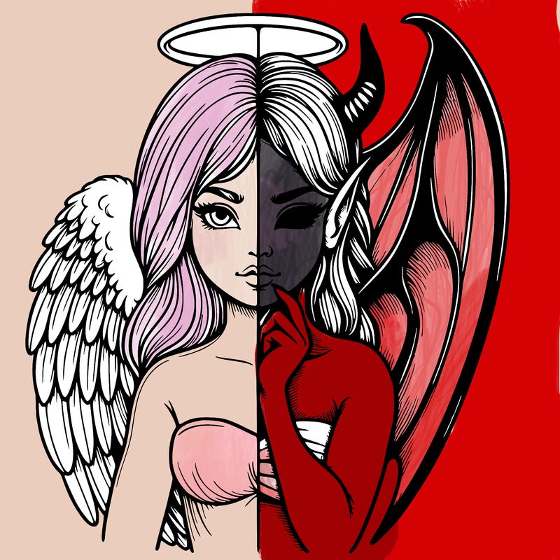 realistic angel half demon