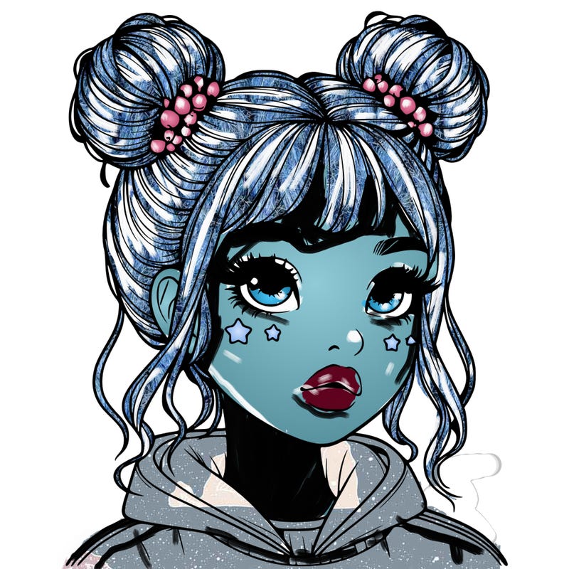 realistic girl with space buns
