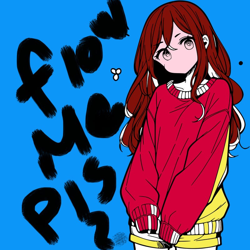 manga teen girl  in a sweater and baggy pants